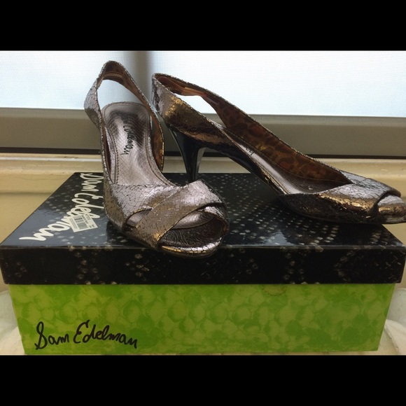 Sam Edelman metallic kitten heel slingback - Picture 2 of 6